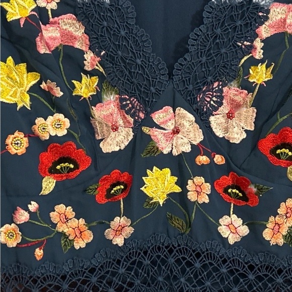 NWT ASOS DESIGN Lace Insert Pleated Midi Dress With Floral Embroidery - Size 6 - Picture 9 of 15